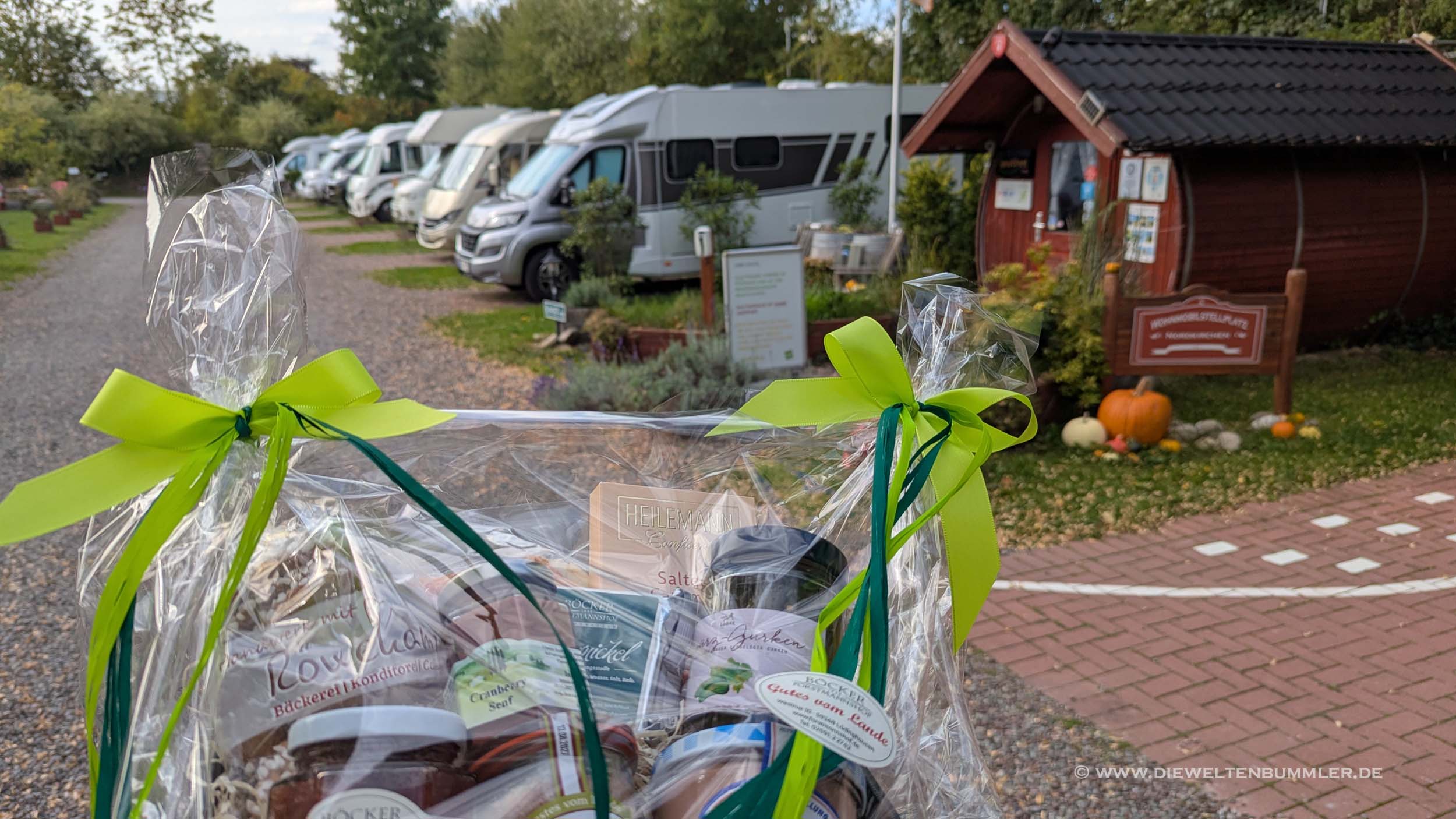 Präsentkorb auf dem Wohnmobilstellplatz Nordkirchen