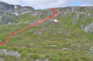 Die rote Linie ist der weitere Weg
