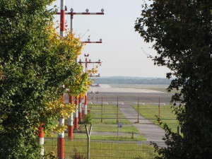 Flugzeug im Landeanflug auf Düsseldorf