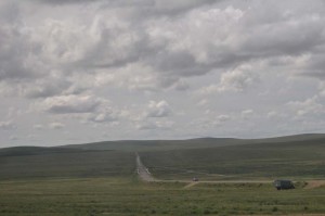 Einsame Straße in Sibirien