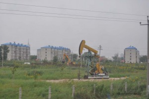 Öl fördern in chinesischen Vorgärten