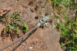 Seilsicherung auf dem Klettersteig