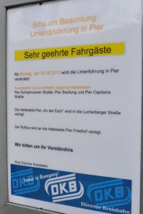 Geänderter Busfahrplan in Pier