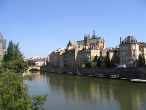 Metz Mosel mit Kathedrale