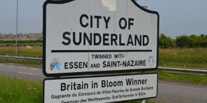 Ortseingang von Sunderland mit Hinweis auf Essen