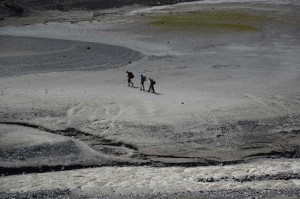 Wanderer auf dem Seeboden