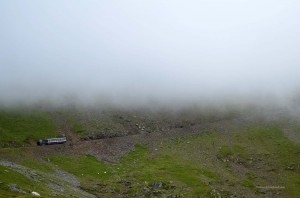 Zahnradbahn in der Wolke