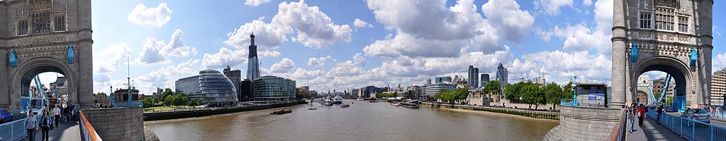Panorama auf der Tower Bridge (4 MB, 14018x2406 Pixel)