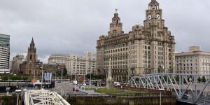 Historische Häuser im Hafen von Liverpool