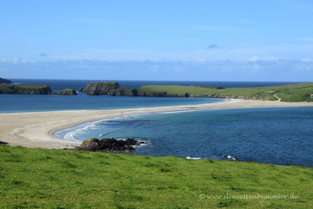 Tombolo der Shetland Inseln
