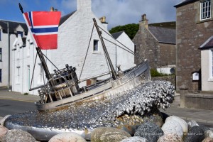 Denkmal für den Shetlandbus nach Norwegen