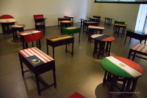 Tische mit Flaggenfarben