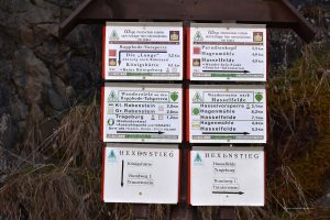 Schilder auf dem Wanderweg