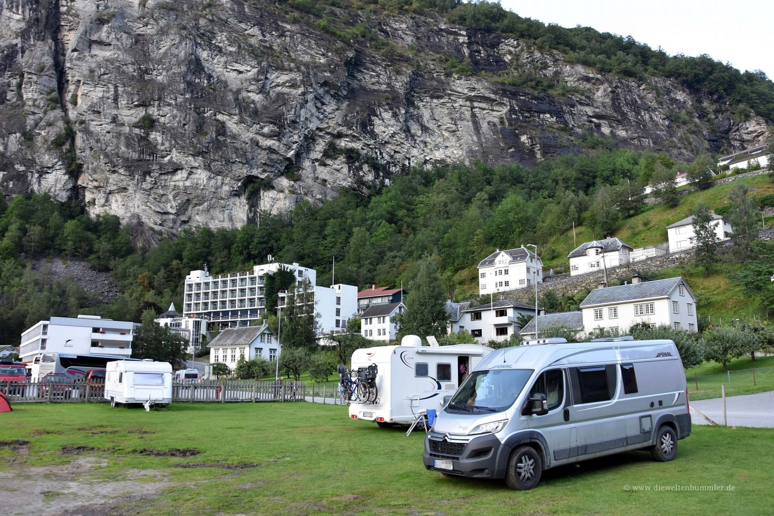 Wir übernachteten in Geiranger auf dem Campingplatz