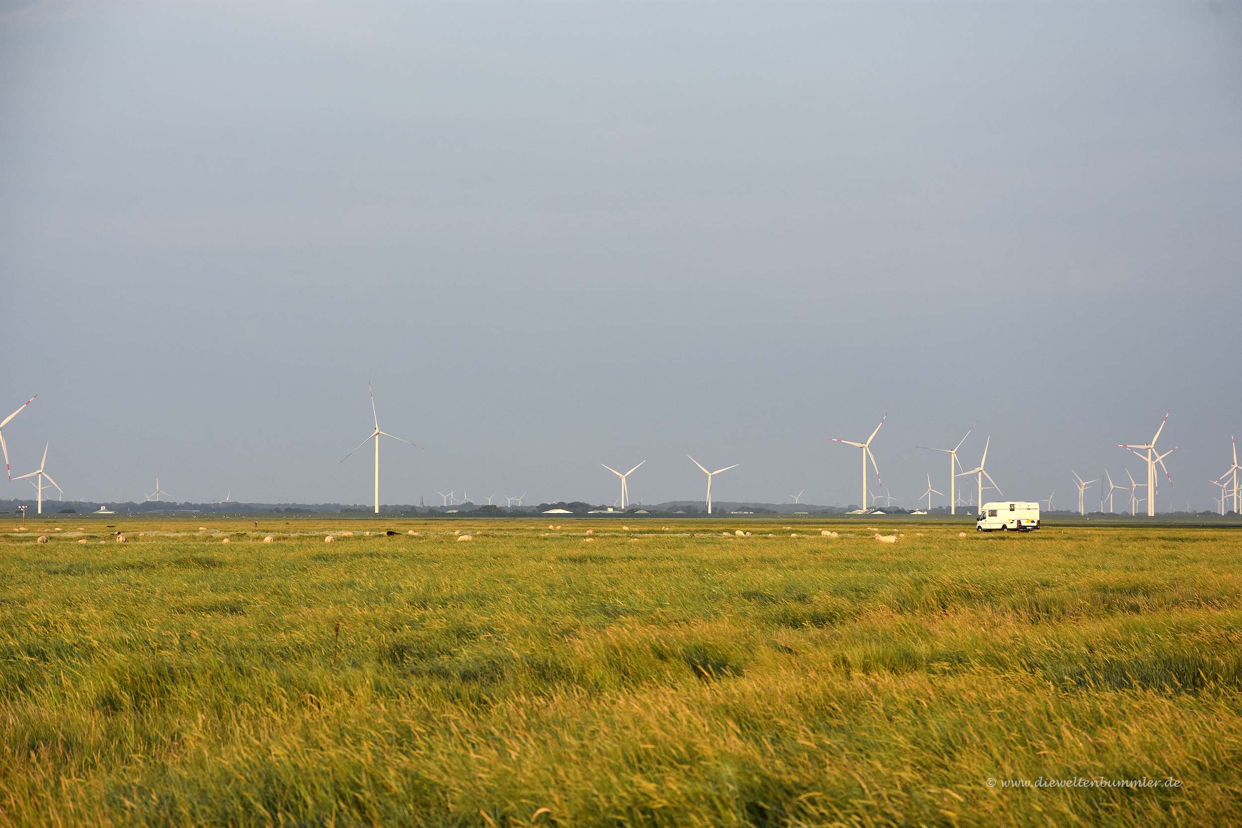 Wohnmobil an der Hamburger Hallig