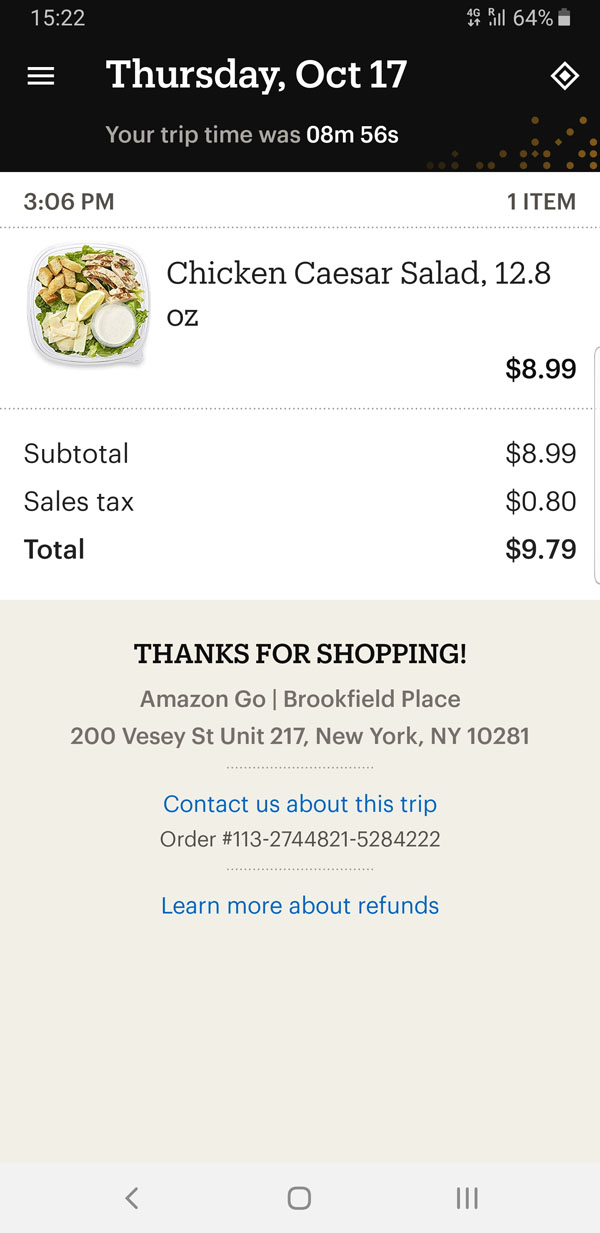 Beleg von Amazon Go