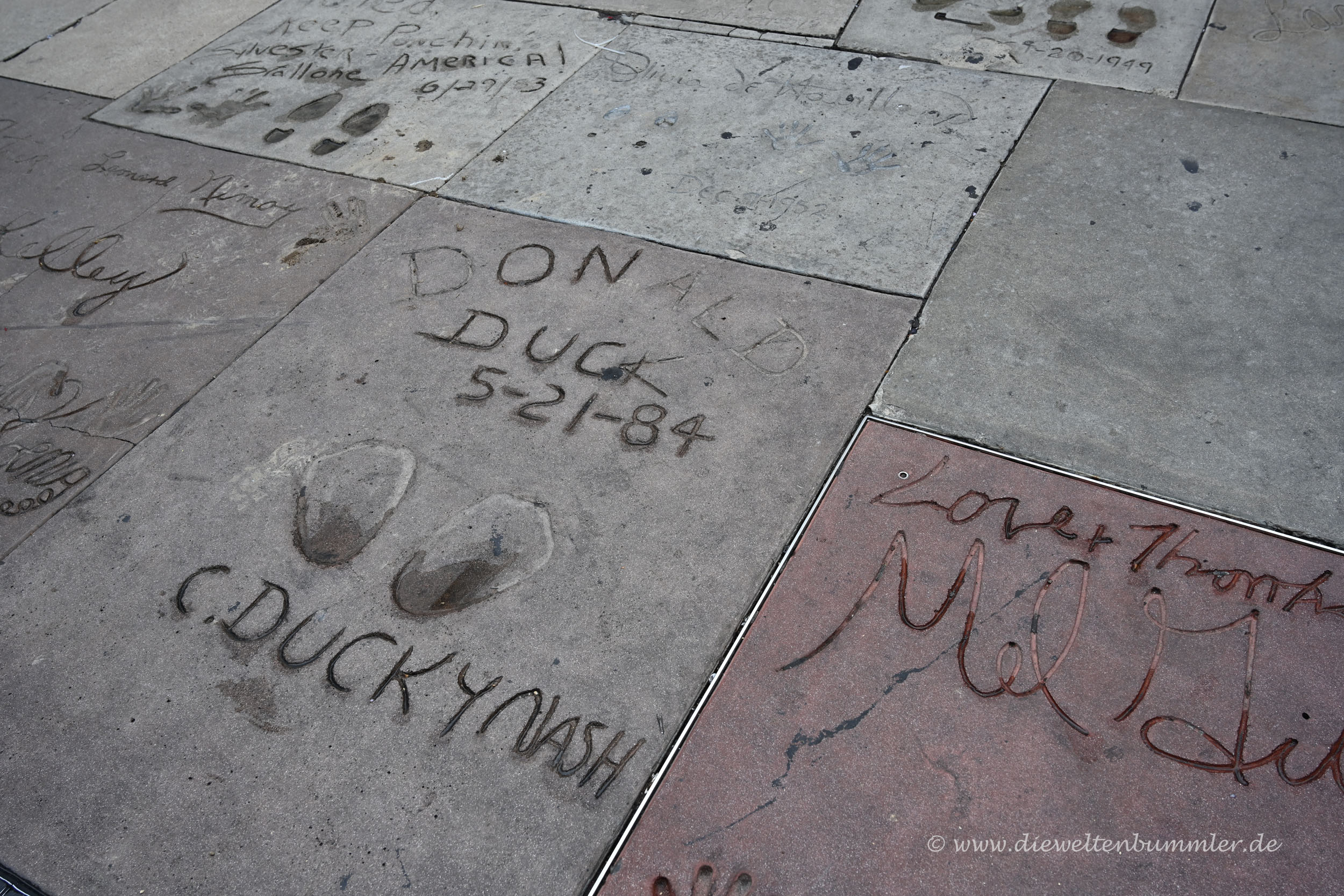 Fußabdrücke von Donald Duck