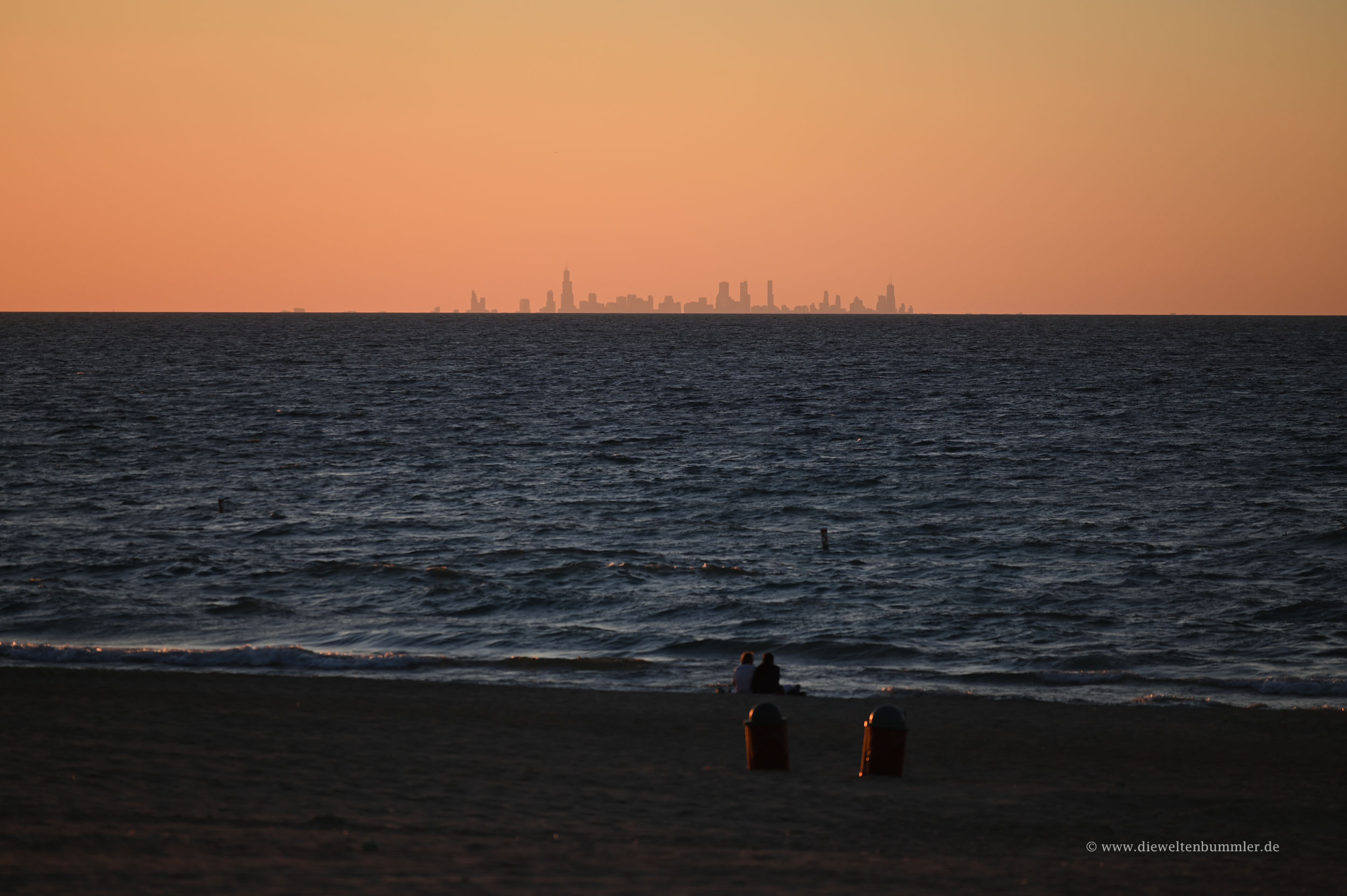 Skyline von Chicago im Sonnenuntergang