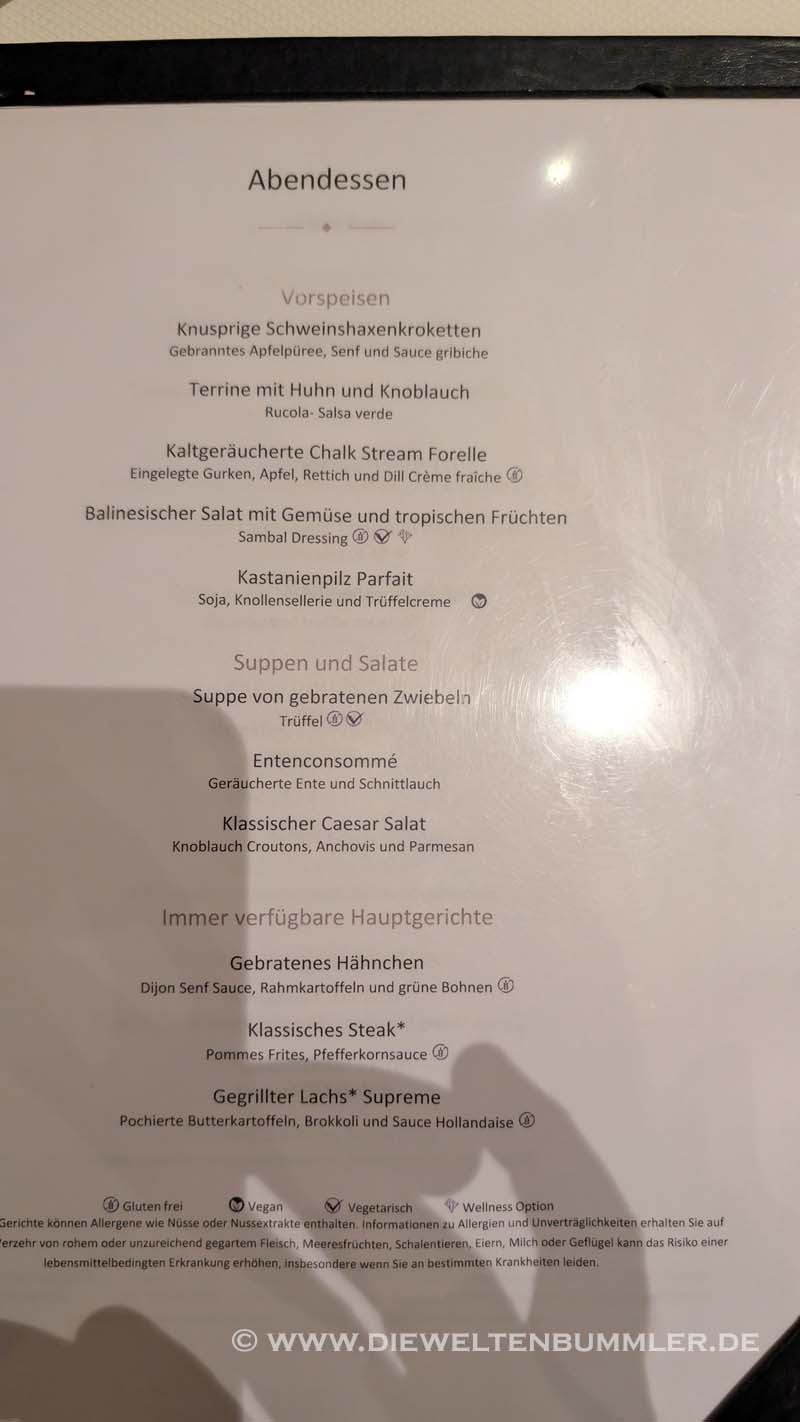 Ein Teil der Speisekarte Ein Teil der Speisekarte